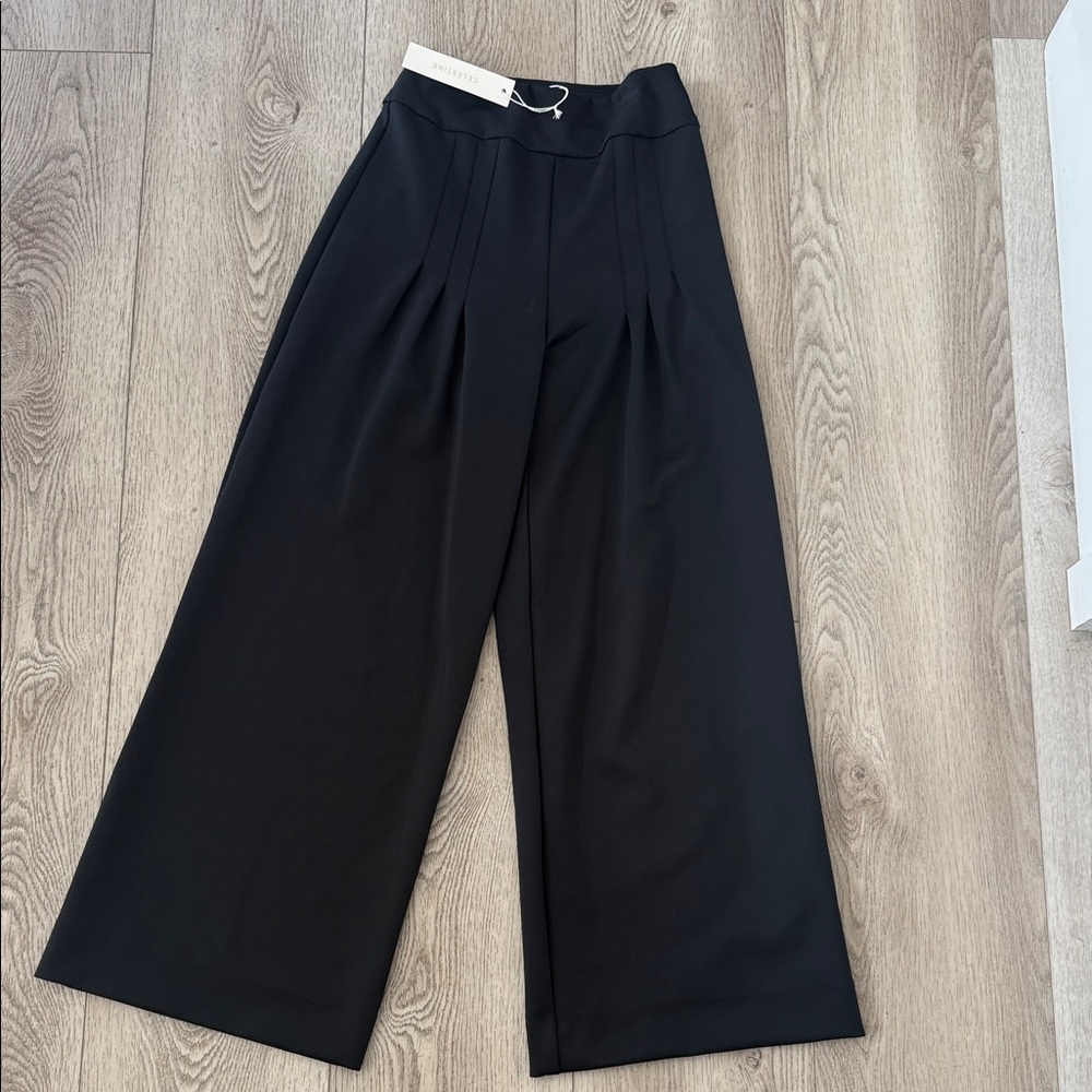 Celestine Elegant Black Wide-Leg Trousers